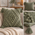 Sage Green Handmade Tufted Pillow